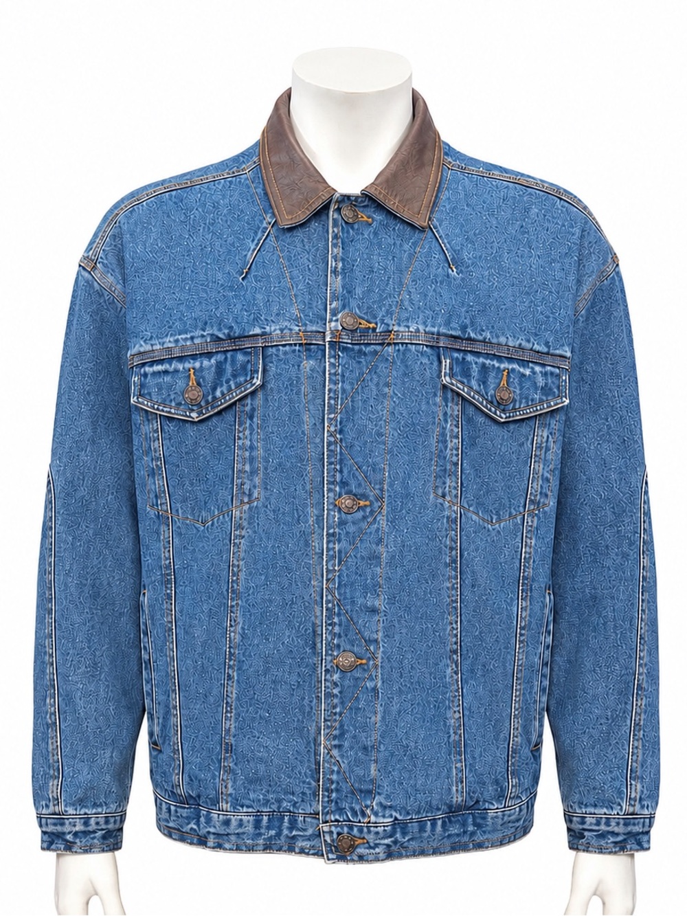 Vintage Distressed Country Seat Chore Style Blanket Lined Denim Jean Jacket LG